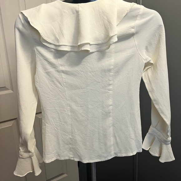 Elegant Cream Ruffled Women's Blouse - Picture 2 of 3